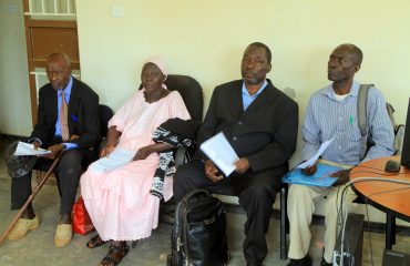 Pensioners and Claimants in Dokolo district wait patiently to be validated by the Ministry team at the district Headquarters