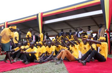 H.E President Yoweri Museveni pose for a photo with NRM Mobilisers in Agago district during the International day celebration 1st May 2019