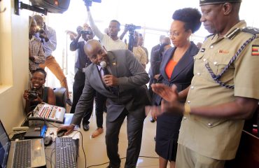 MINISTER OF STATE FOR PUBLIC SERVICE HON. DAVID KARUBANGA OFFICIALLY LAUNCHES THE DECENTRALIZATION PENSION AND GRATUITY MANAGEMENT AT POLICE HEADQUARTERS NAGURU ON 27TH FEBRUARY 2019